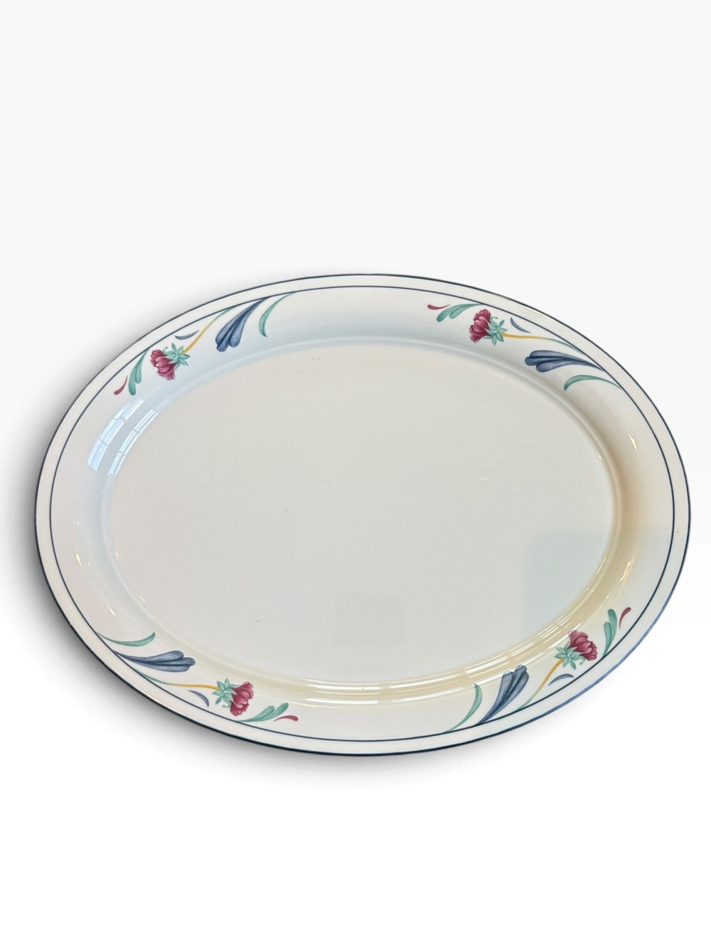 Lenox Chinastone Poppies on Blue Serving Platter 14" Oval USA